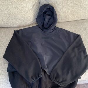 Fear of God Essentials Nylon and Fleece Hooded Sweatshirt Black Size Medium